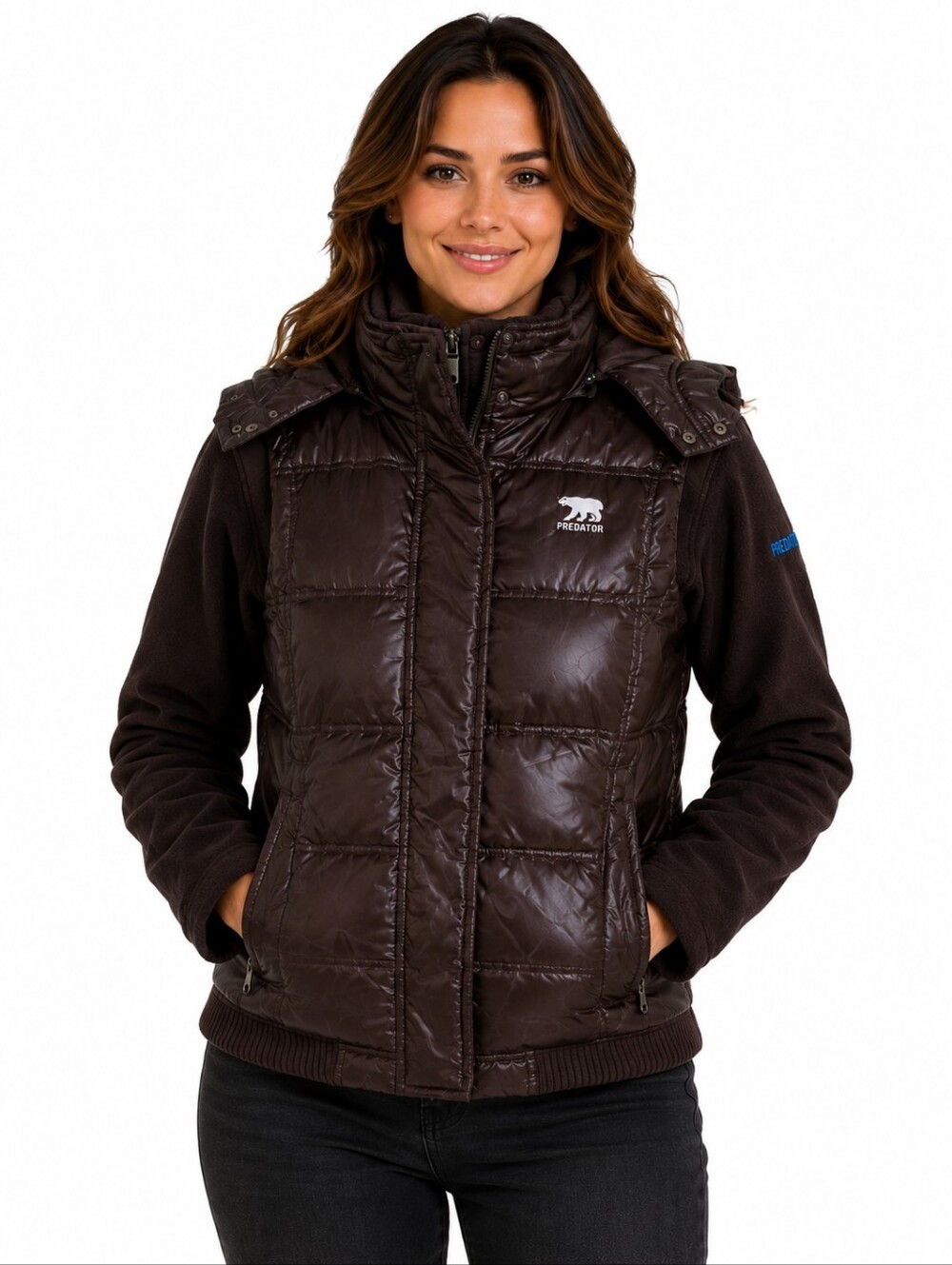 Predator Mountain Wear 3-in-1 Down Puffer Fleece Jacket Brown Gorpcore Women’s M